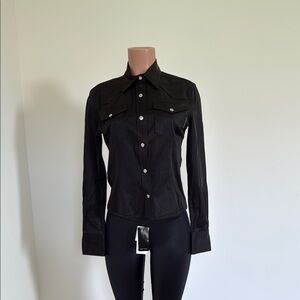 Dolce & Gabbana Black Leather Jacket with Silver Accents
